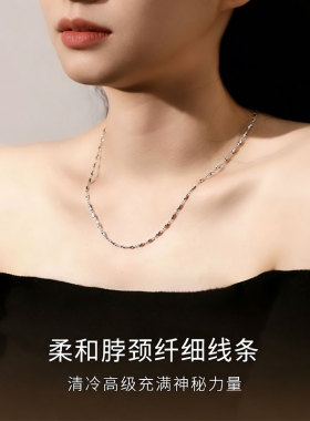 纯银项链女素链S999足银杨桃项链