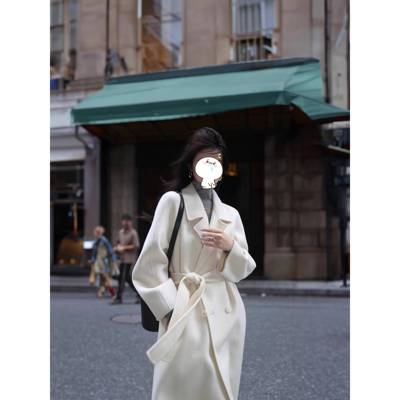 白色双面羊绒呢子大衣女2025春秋新款高级感韩系中长款羊毛呢外套