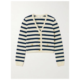 Denim 条纹棉软糯针织针织开衫 Frame Harbor 针织 女时尚 套头衫