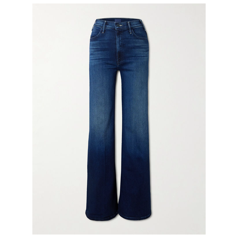 mother denim Hustler Sneak 卷边高腰阔腿牛仔裤女