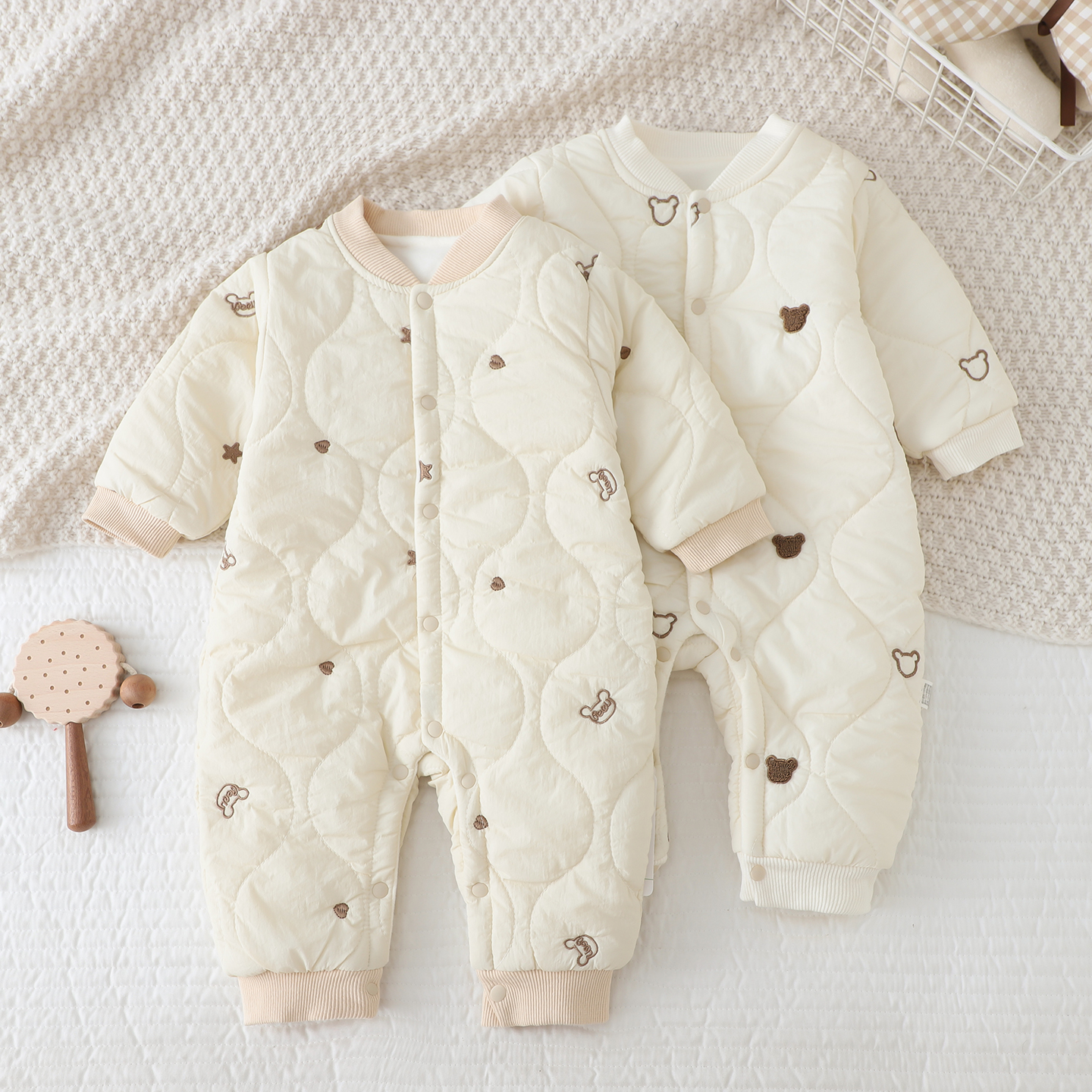 婴儿连体衣夹棉保暖棉衣外穿秋冬