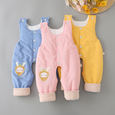 婴儿背带裤夹棉开裆裤纯棉棉裤