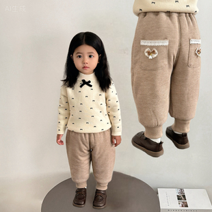 休闲裤 子女童冬季 百搭厚裤 束脚裤 女宝宝棉裤 长裤 外穿夹棉保暖裤