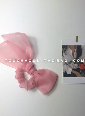 韩国新款超仙大肠发圈ins网红头饰c欧根纱发绳发带超大蝴蝶结发饰