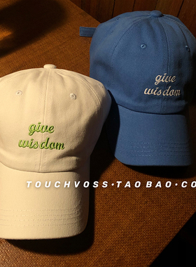 TOUCHVOSS 韩国英文字母刺绣棒球帽ins休闲弯檐帽可调节鸭舌帽