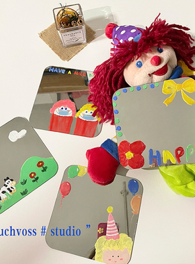 TOUCHVOSS浪漫满屋*原创手绘可爱ins装饰镜方形diy小镜子涂鸦镜子