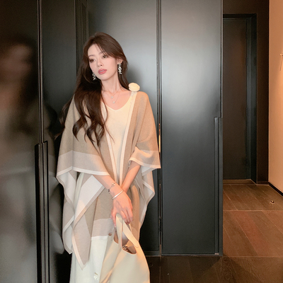 老钱风针织加厚款松弛感斗篷外套