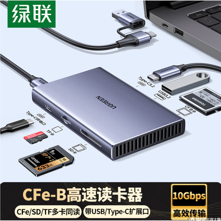 Type-c读卡器SD/TF cfeB卡USB3.2 CFexpress B卡CM651 55608