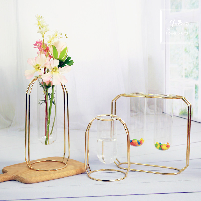 北欧金属铁艺试管玻璃花瓶水培绿植文艺组合摆件小口径支架花瓶|ruв категории доставка цветов/цветок моделирования/растения садоводства, ваза/цветок/горшок/цветок (новый), ваза - от Buy2taobao.com для оказания профессиональной услуги покупки агента Taobao