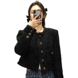 Ретро короткая черная куртка, 11 года, французский стиль, в стиле Шанель