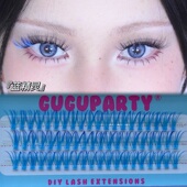 GUGUPARTY冬日氛围感蓝紫渐变 蓝精灵 自嫁接单簇开花DIY假睫毛
