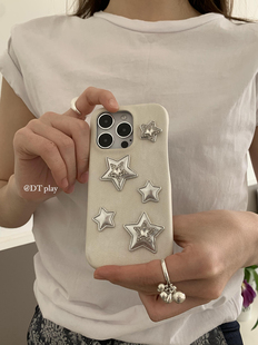 白色立体星星韩女出片可爱y2k韩国ins风小众高级适用于iphone17 14promax苹果13手机壳保护套 play