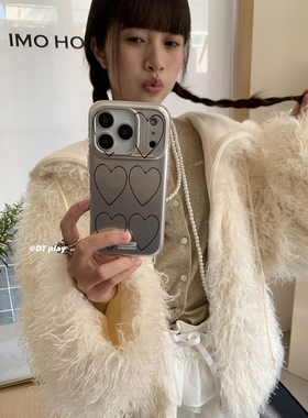 DT play 极简银色手绘线条爱心新款韩国ins博主小众设计适用于iphone17promax/16/15苹果14/13手机壳保护套