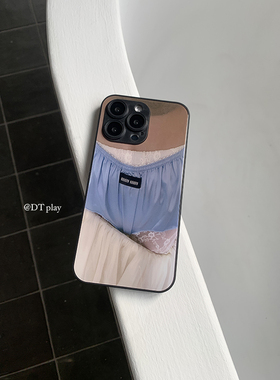 DT play miu系蓝色温柔少女时髦韩国ins风小众博主高级适用于iphone17/16promax/15/14苹果13/12手机壳保护套