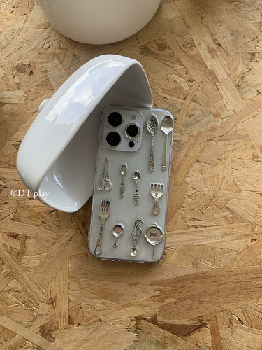DT play 复古vintage餐具刀叉合集要好好吃饭适用于iphone17promax/16苹果15/12/14/13手机壳保护套