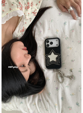 DT play 甜酷美少女黑色五角星镜子韩国ins博主小众设计适用于iphone17promax/16/15苹果14/13手机壳保护套