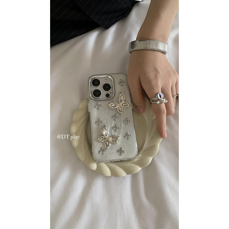 DT play 高品质珠光蝴蝶氛围感少女韩国ins风小众适用于iphone17/16/15/14promax苹果11/12/13手机壳保护套