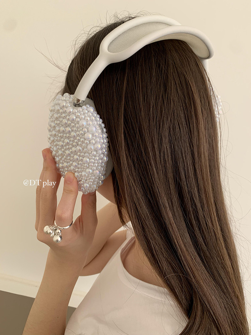 DT play 珠珠贵气手作炫彩质感出片简约大气韩国ins博主小众高级适用于airpodsmax苹果头戴式耳机壳保护套