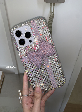 DT play bling粉色闪闪蝴蝶结公主韩国ins博主小众设计适用于iphone17/16promax/15苹果14/13手机壳保护套