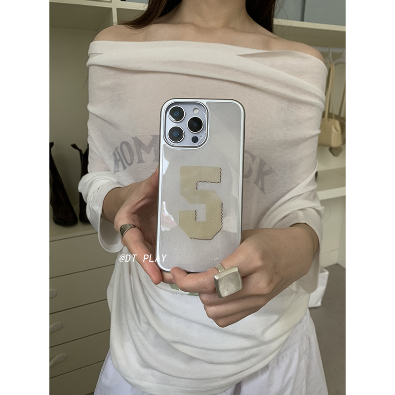 DT play 《LUCKY NO.5 》幸运数字5时髦5韩国ins风小众博主适用于iphone16promax/15/14苹果13手机壳保护套