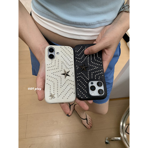 DT play 小众设计ins感做旧星星铆钉博主都爱千禧韩国ins适用于iphone17promax/16/15/14苹果13手机壳保护套
