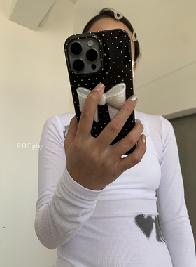 DT play 波点统治区蝴蝶结控珠光韩国ins风韩国ins小众适用于iphone17/16promax/15苹果14/13手机壳保护套