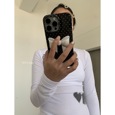 DT play 波点统治区蝴蝶结控珠光韩国ins风韩国ins小众适用于iphone17/16promax/15苹果14/13手机壳保护套