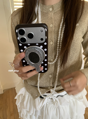 DT play 黑白波点镜子简约强磁吸韩国菲林ins博主小众设计适用于iphone17promax/16/15苹果14/13手机壳保护套