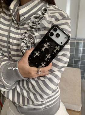 DT play 黑色冷酷金属十字星复古透明韩国ins博主小众设计适用于iphone17promax/16/15苹果14/13手机壳保护套
