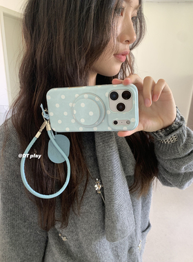 DT play 简约波点少女做旧油蜡皮磁吸韩国ins博主小众设计适用于iphone17promax/16/15苹果14/13手机壳保护套