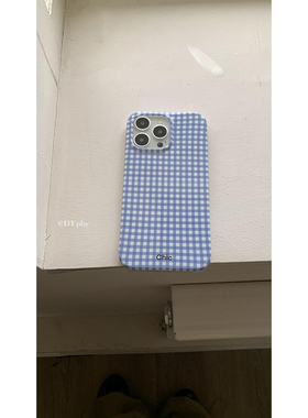 DT play 蓝色格子少女感夏天色格子韩国ins风小众适用于iphone17/16promax/15苹果11/12/13/14手机壳保护套