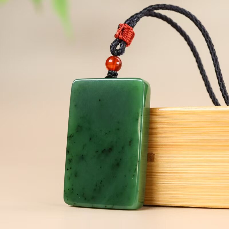 和田玉碧玉平安无事牌吊坠男女款轻奢简约无事牌方牌玉佩