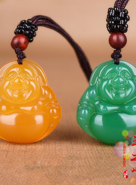绿玛瑙本命年水晶饰品弥勒佛吊坠