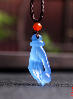 蓝玉髓玛瑙佛手吊坠珠宝首饰