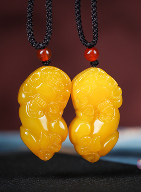 黄玉髓霸王貔貅吊坠 珠宝男女款玛瑙皮休项链黄水晶挂件饰品