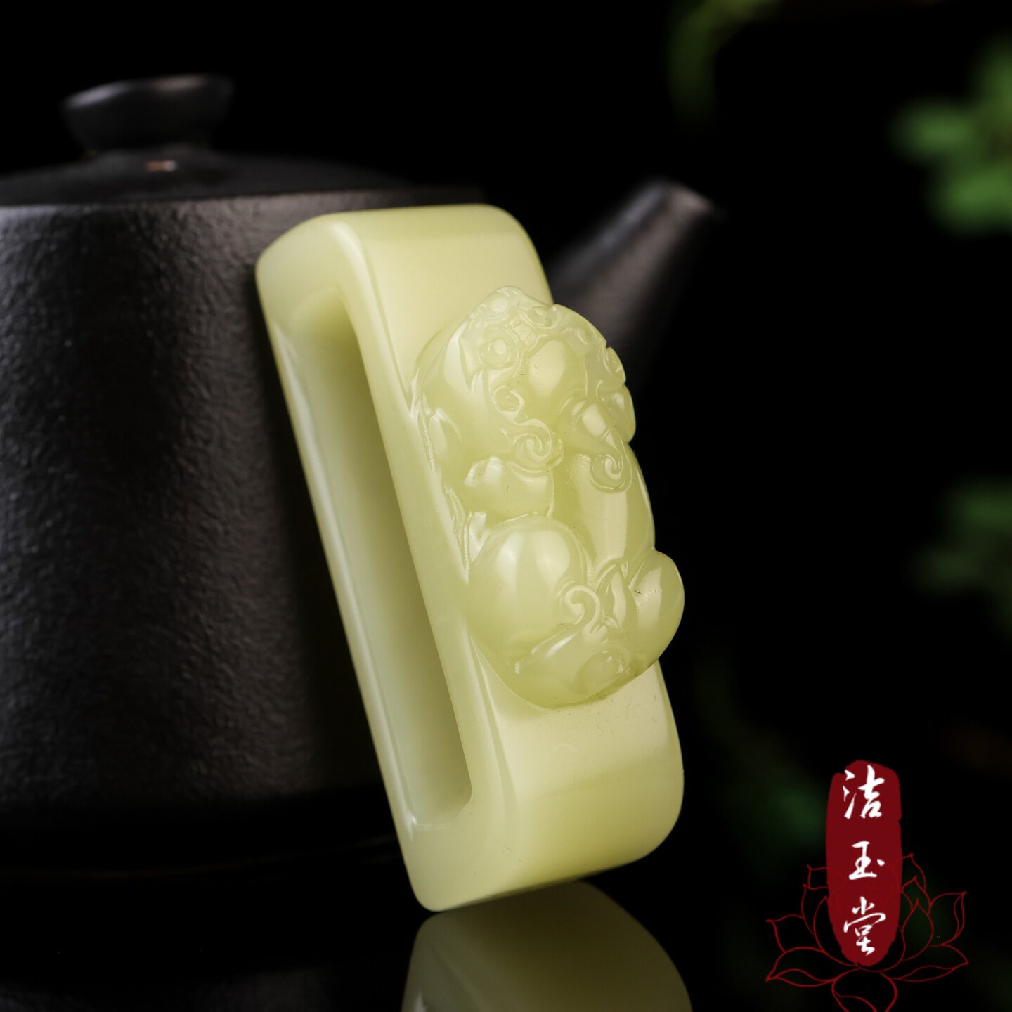 外蒙青白玉双层皮带扣腰佩挂件貔貅皮带扣挂坠男款腰扣腰牌挂件