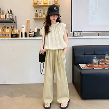 女童夏装套装2025新款洋气中大童韩版薄款超好看长裤无袖两件套潮