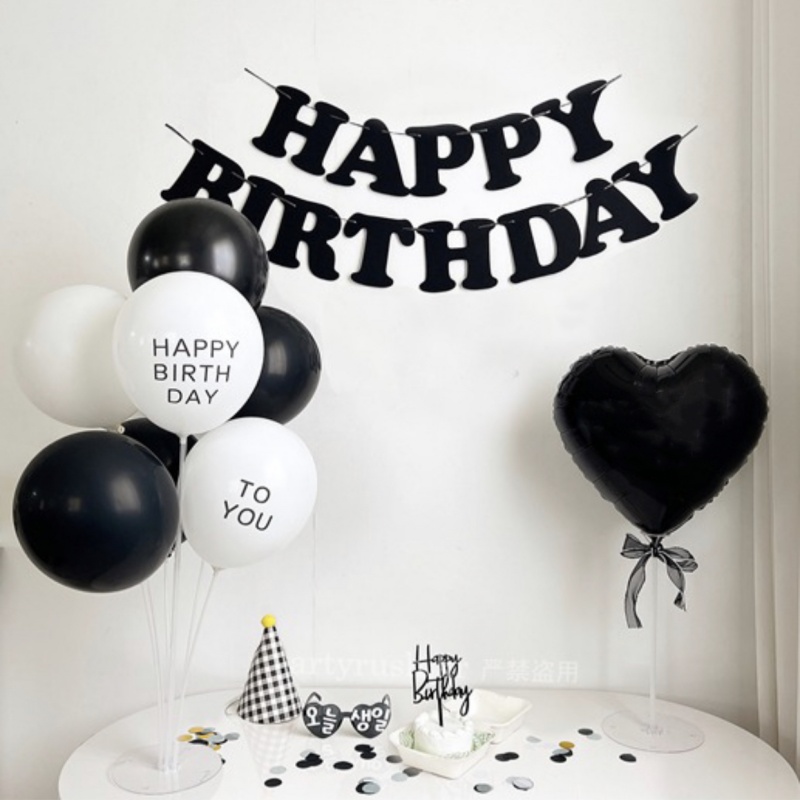 黑色生日气球拉旗摄影室拍照用