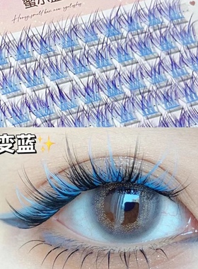 彩色假睫毛分段式蓝色红色紫三部曲精灵狐狸眼狐系自然仿真仙子毛
