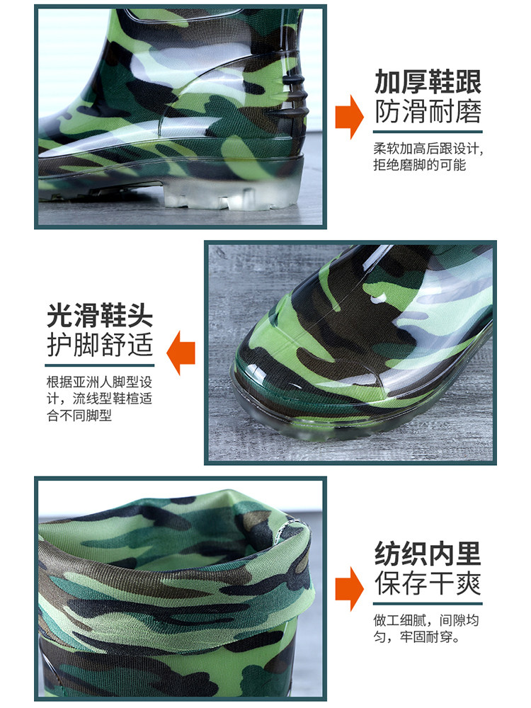 MEDIUM AND HIGH TUBE RAIN BOOTS MENS PVC WATERPROOF SHOES ANTI-SLIP WEAR-RESISTANT LOW-TOP RAIN BOOTS THICKENED LABOR PROTECTION CONSTRUCTION SITE RUBBER SHOES MEN