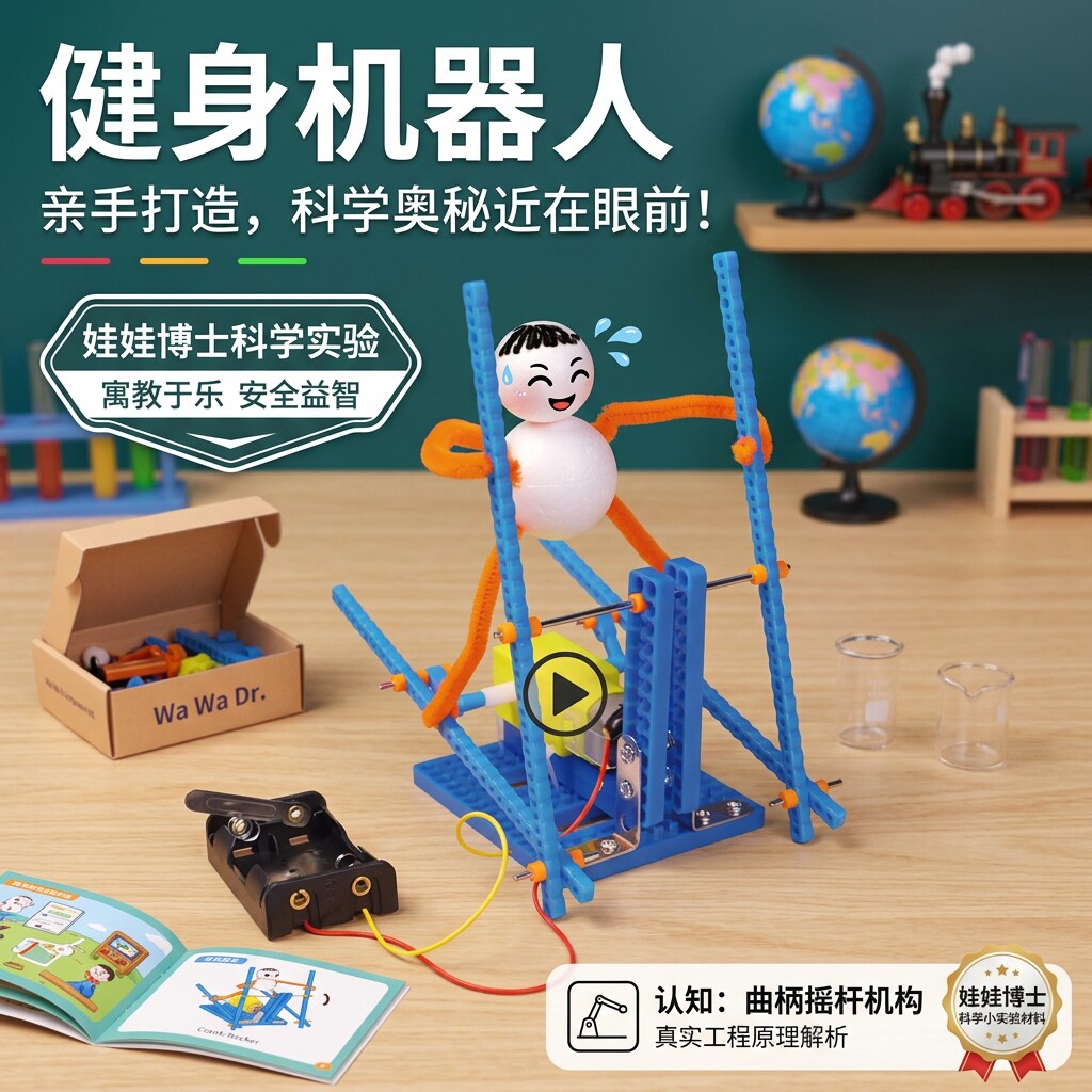 科学实验DIY健身跑步机器人 学生科技小制作电动创意发明器材教具