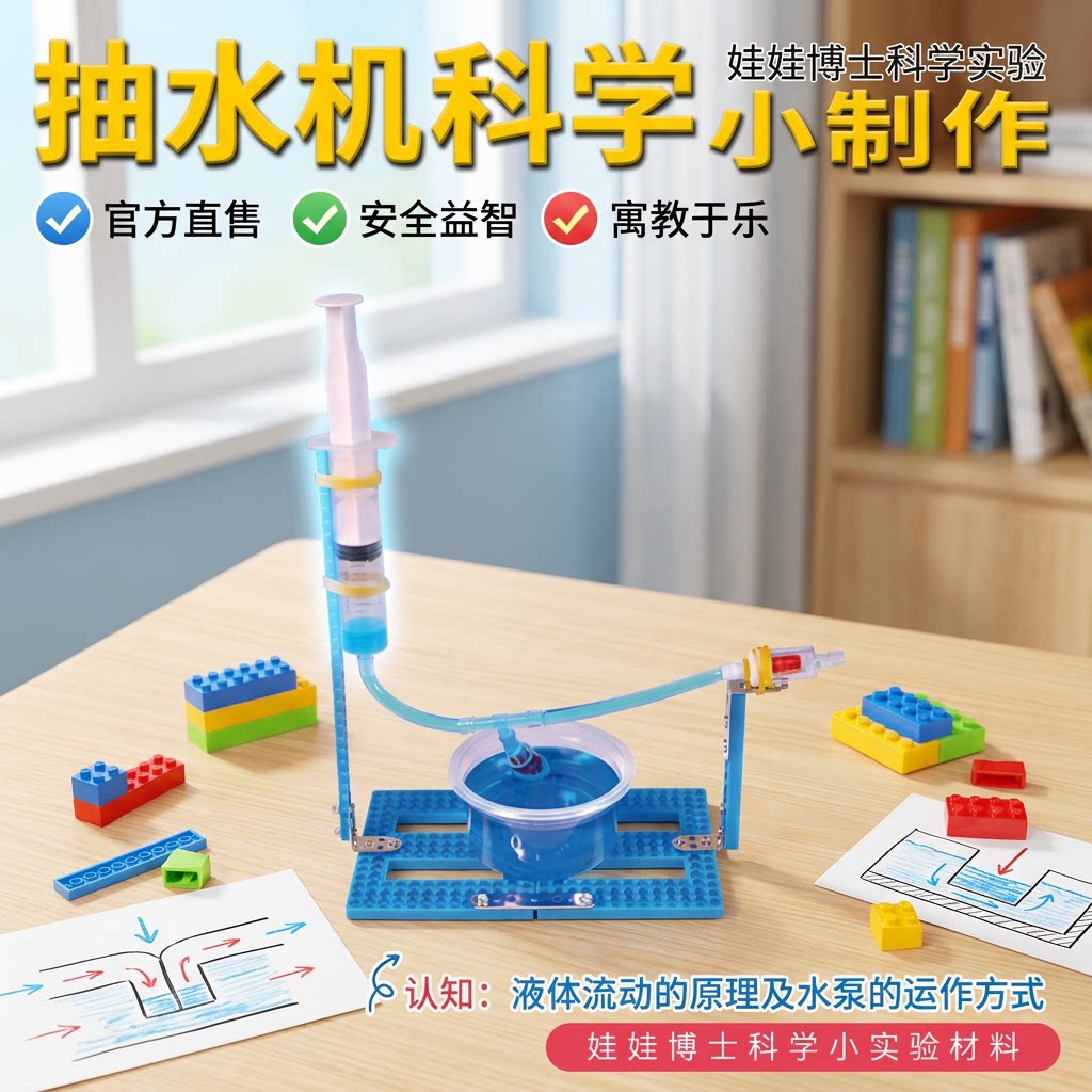 儿童科学实验自制抽水机水泵模型小学生科技制作发明材料学霸玩具