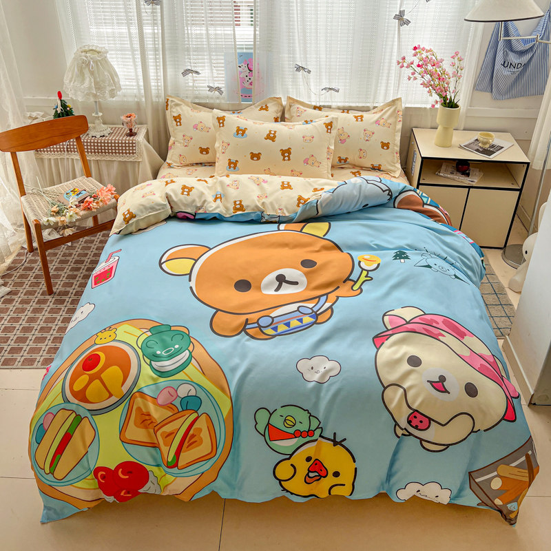 四件套纯棉全棉感被套被罩床单儿童学生宿舍男女孩床品三件套床笠