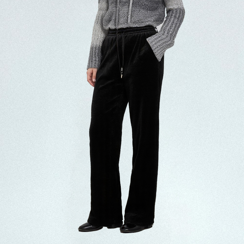 极简风高腰阔腿裤女黑色垂感显瘦