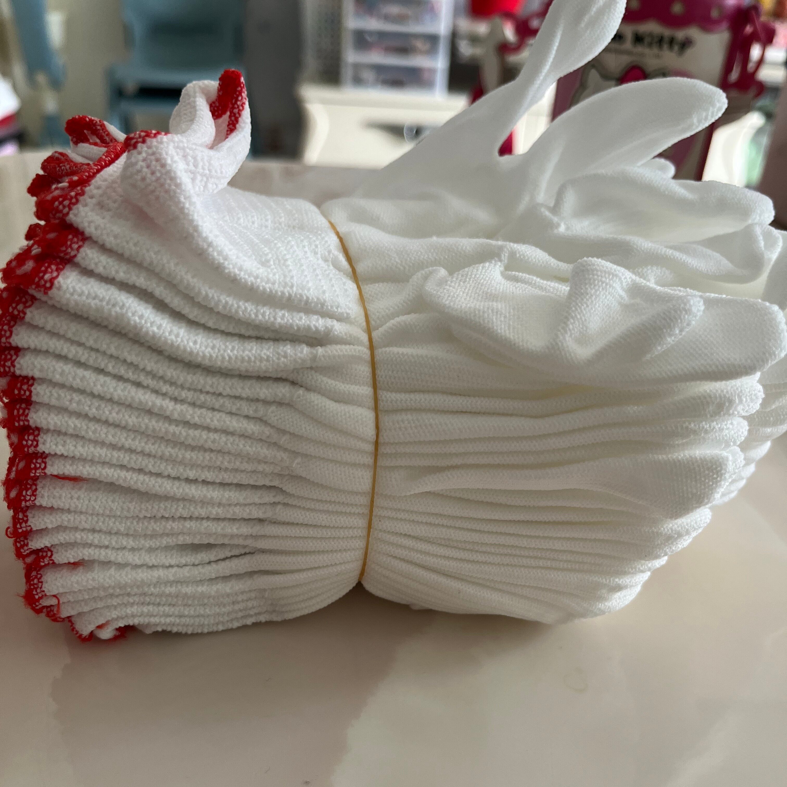 13针白尼龙超薄无尘茶叶采摘手套白线棉纱细线劳保电子食品厂手套