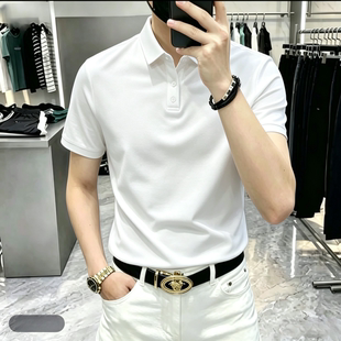 简约POLO衫男款时尚薄款显瘦简约纯色舒适百搭加大码男士短袖t恤