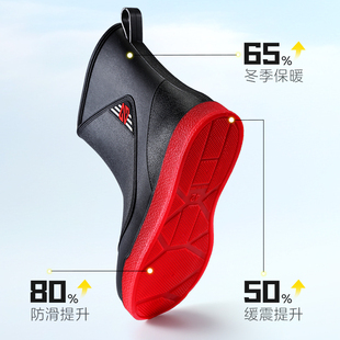中筒雨鞋男款短筒水鞋厨房防滑防水胶鞋工地耐磨保暖加绒平底雨靴