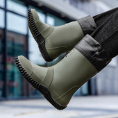 男士 雨鞋 中筒防滑防水鞋 厚底胶鞋 时尚 外卖跑腿水靴洗车钓鱼鞋 大码