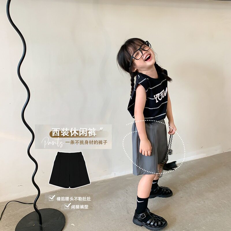 2026夏季女童短裤新款儿童裤子韩版西装裤宝宝休闲洋气五分裤子潮