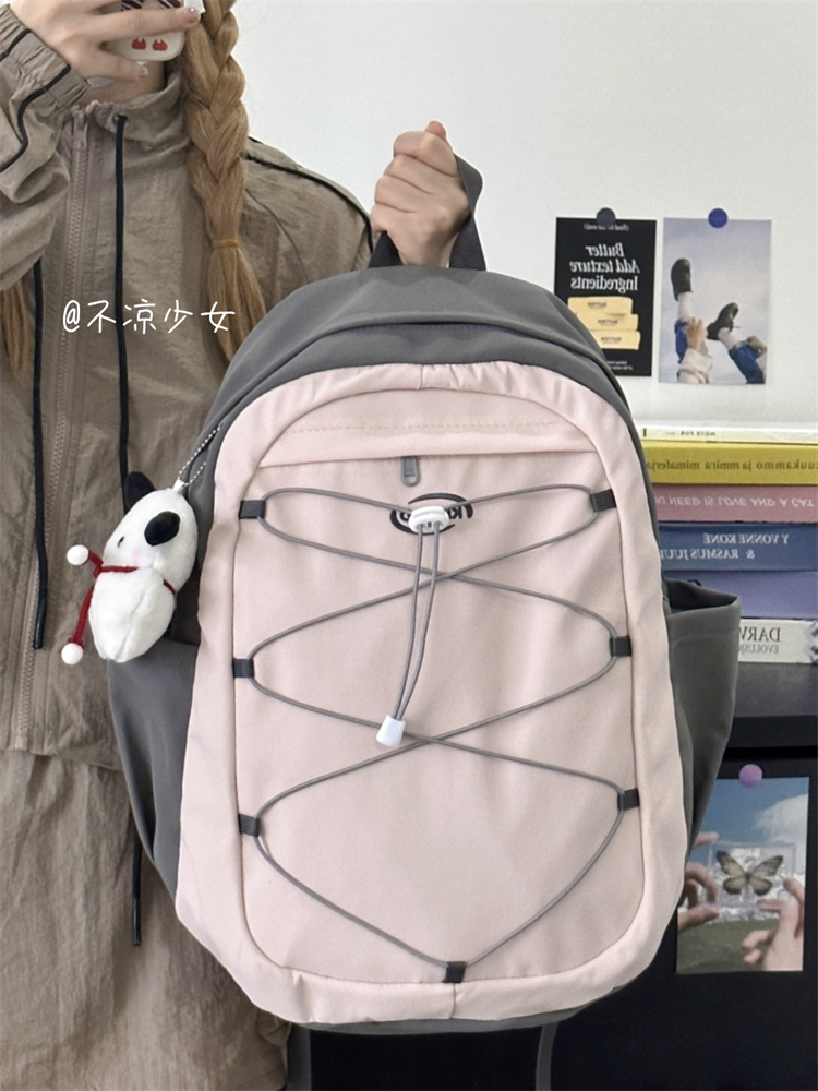 港风运动休闲书包百搭学生ins轻便大容量双肩包户外登山旅游背包